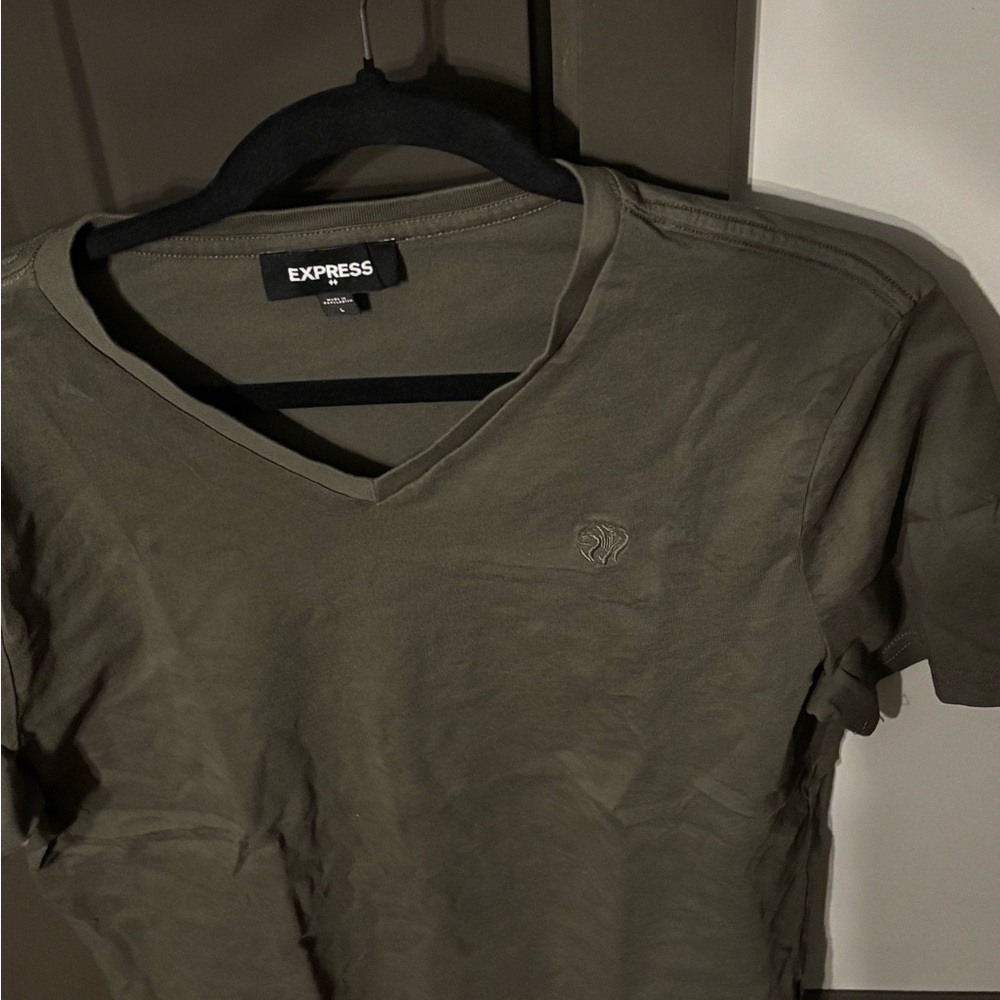 Express Women's Olive V-Neck Tee